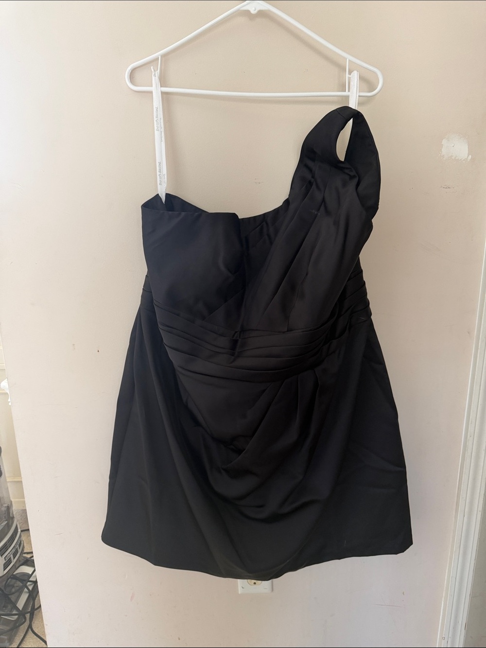 David's Bridal Black One-Shoulder Cocktail Dress